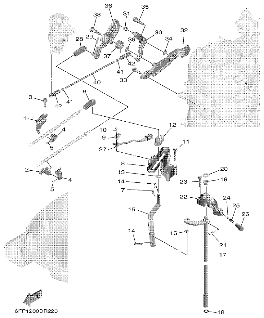 Yamaha F80DET, F100FET CONTROL parts diagram